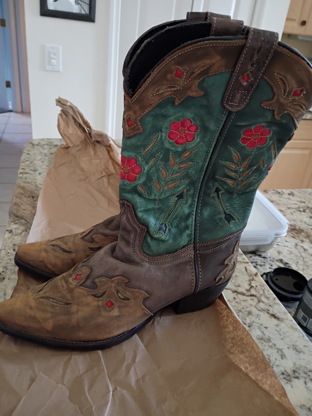 Laredo Limited Edition Teal&Red Floral Boots EUC 10 Beautiful! Lowest Price!